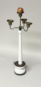 Vintage French White Porcelain Column Lamp