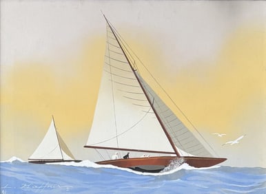 Haffner, Gouache "Regate de J.I."