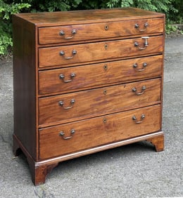 George III Inlaid Five Drawer Mahogany Chest