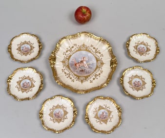Limoges Rococo Serving Plate & Six Dishes