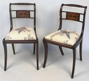 Pair Regency Carved Paint Decorated Side Chairs