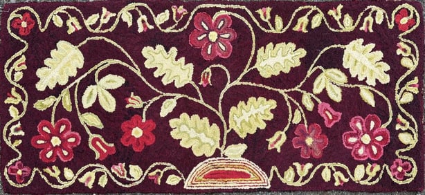 Vintage Floral Hooked Rug