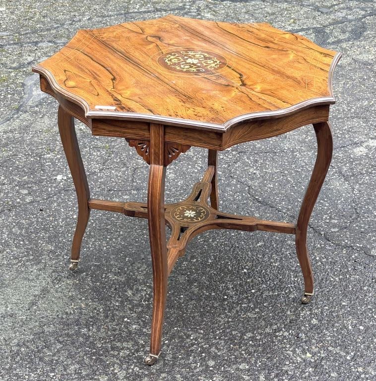 19th C.Inlaid Rosewood Occasional Table (1 of 8)