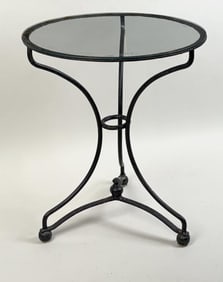 Wrought Iron Glass Top Round Occasional Table