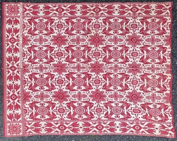 Antique American Red/White Coverlet