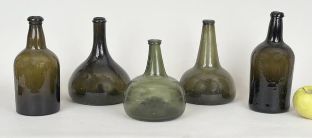 Group Five Early Blown Glass Bottles