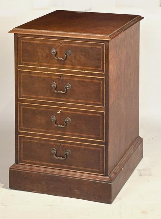 Georgian Style Inlaid Burlwood File Cabinet (1 of 5)