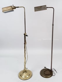 Two MCM Brass Designer Style Standing Lamps
