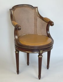 French Directoire Brass Inlaid Round Swivel Chair