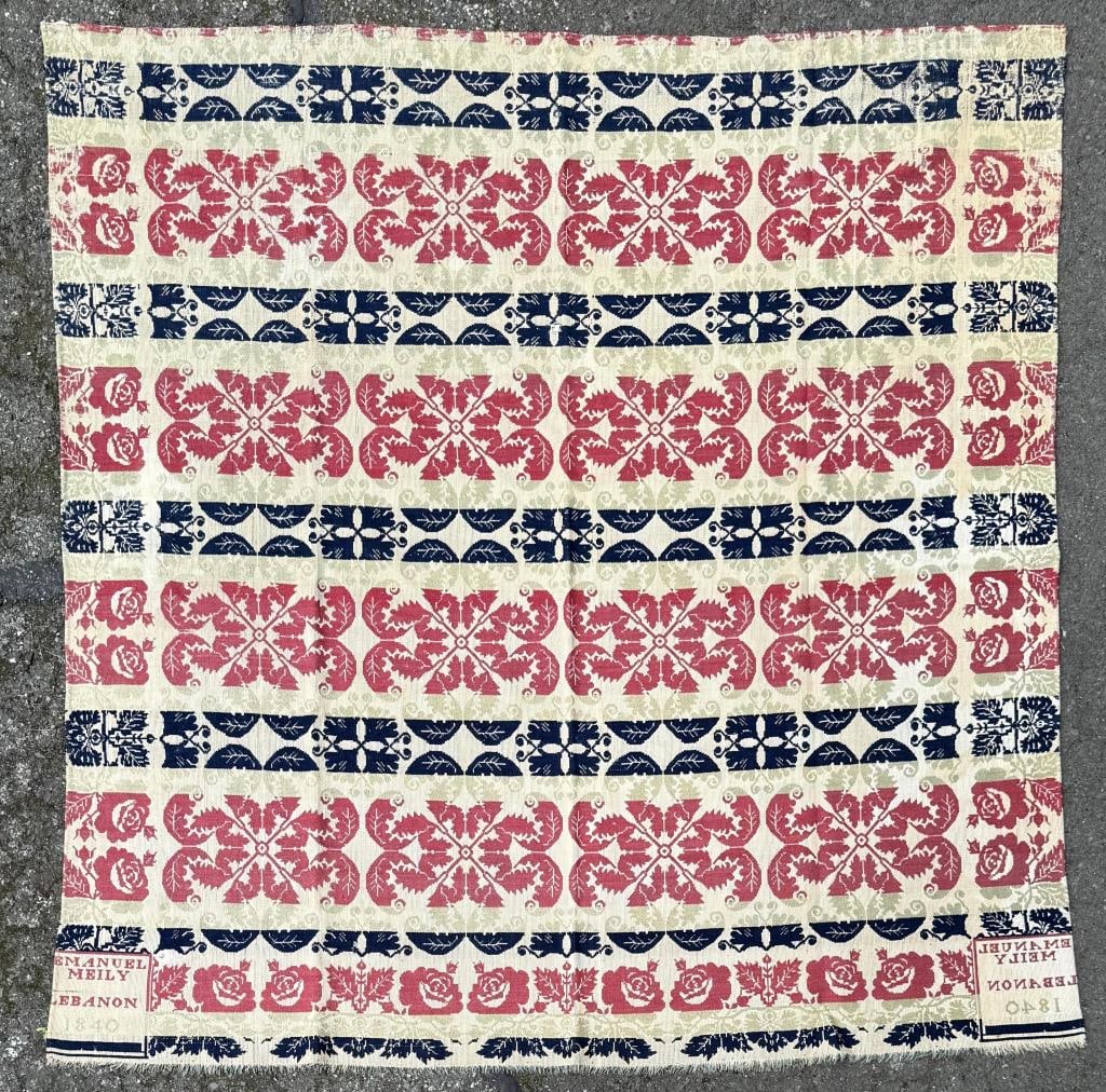 Antique Multicolor Woven Coverlet, Meily (1 of 4)