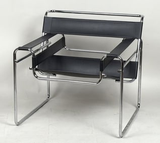 MCM Chrome & Leather Breuer Wassily Style Armchair