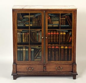 Marble Top Directoire Trompe L'oeil Bookcase