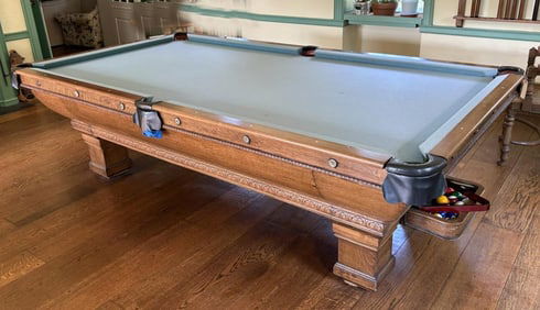 Vintage Oak Nine Foot Pool Table