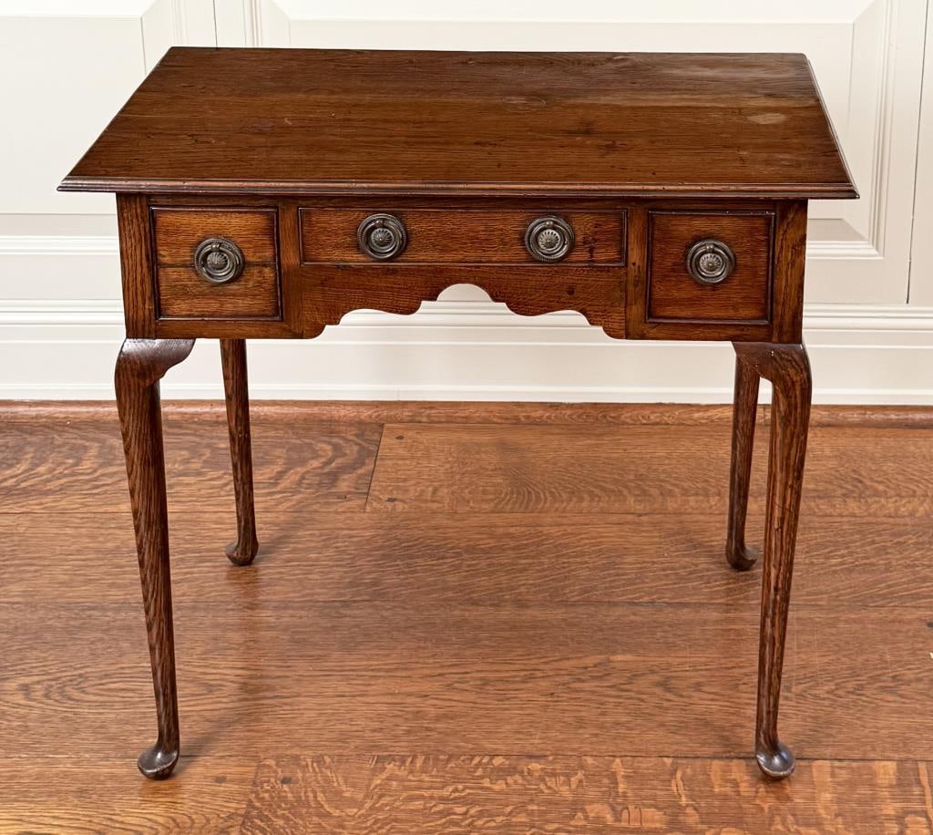 English Queen Anne Oak Three Drawer Lowboy (1 of 10)