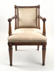 French Directoire Carved Open Arm Chair