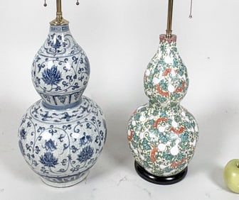 Two Chinese Porcelain Double Gourd Vases
