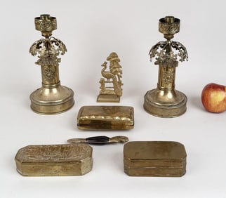 Group Five Early Brass Accessory Wares