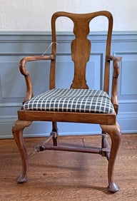 English Queen Anne Walnut Crook Arm Chair