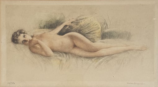 Brisgand, Hand Colored Engraving Reclining Nude