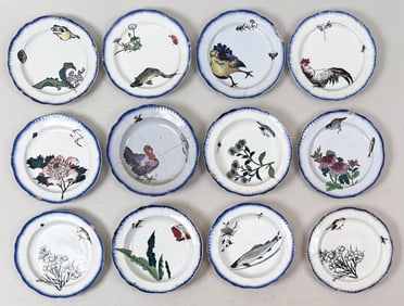 Set Twelve Montereau Faience Plates