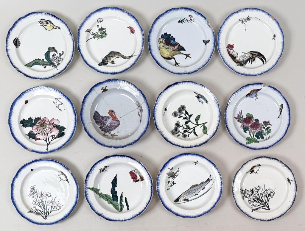 Set Twelve Montereau Faience Plates (1 of 7)