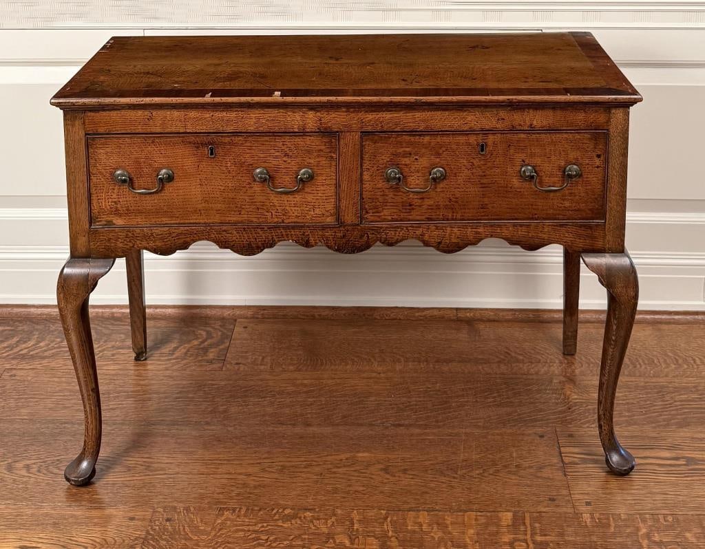English Queen Anne Two Drawer Oak Server (1 of 8)