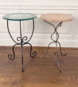 Two Wrought Iron / Steel Bistro Tables