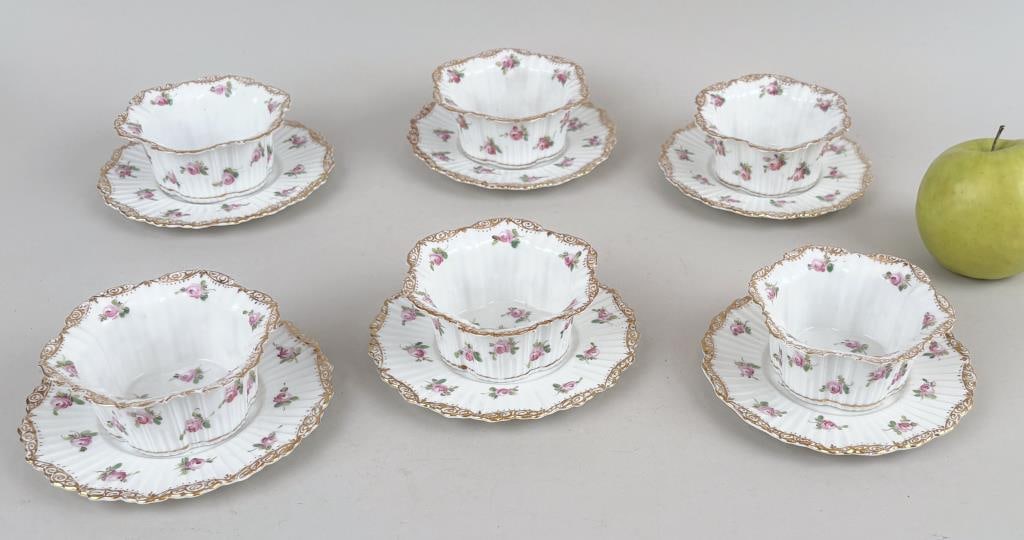 Set Six Dresden Porcelain Ramekins/Saucers (1 of 7)