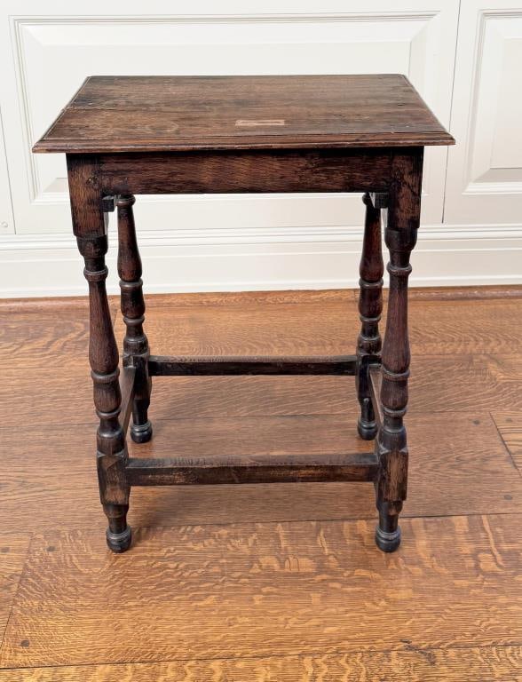 William & Mary Oak One Drawer Walnut Side Table (1 of 10)