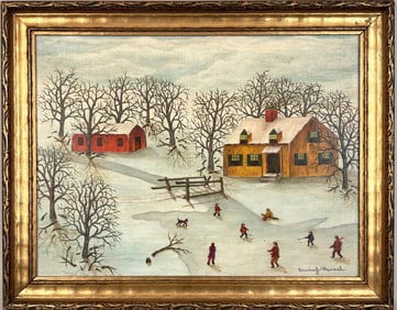 Neusch, O/C Folk Art Landscape