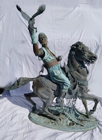 After P.J Mene, Large Bronze "The Arab Falconer"