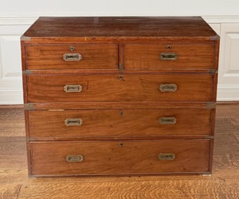 English Brass Mounted Two Part Campaign Chest