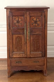 French Provincial Small Carved Two Door Armoire