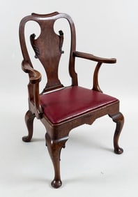 Queen Anne Style Walnut Arm Chair