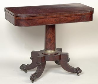 NY Classical Mahogany Game Table 19th C.