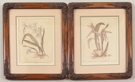 Pair P. Briggs Framed Floral Prints