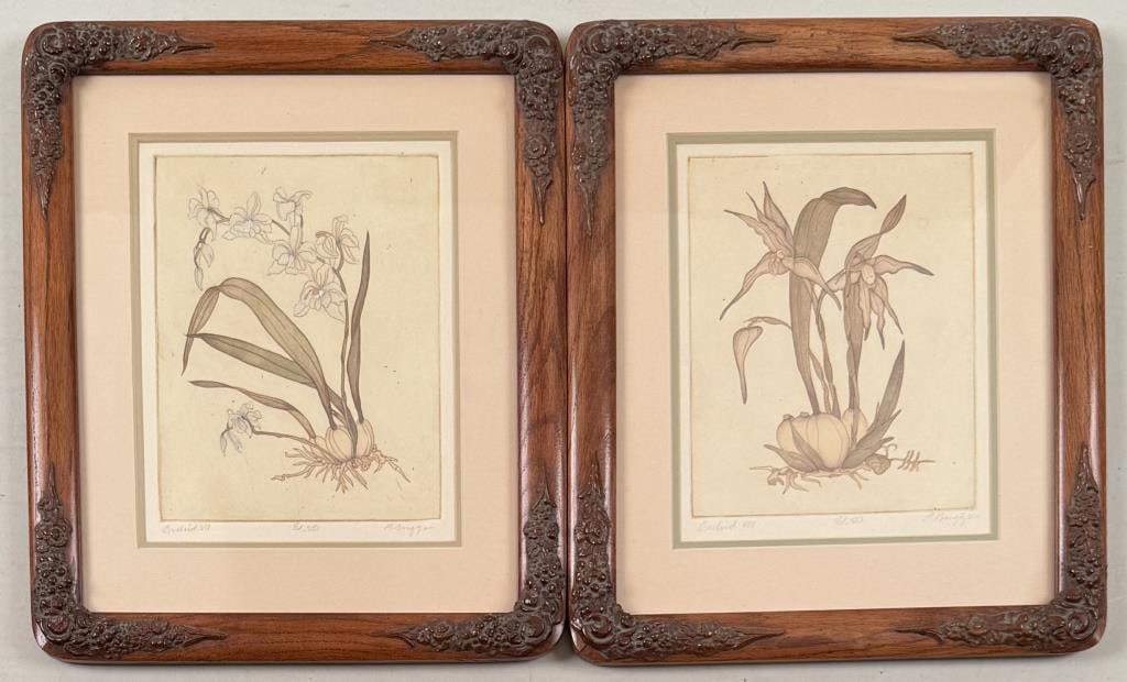 Pair P. Briggs Framed Floral Prints (1 of 4)