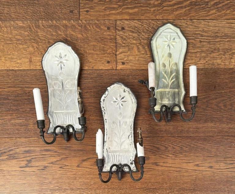 Three Venetian Style Etched Glass Wall Sconces (1 of 6)