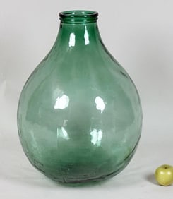 Large Green Glass Wide Mouth Demijohn