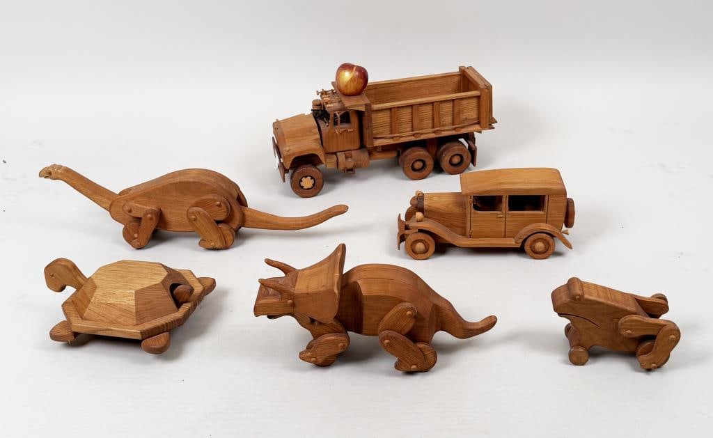 Group Wooden Toy Vehicles, Animals (1 of 9)