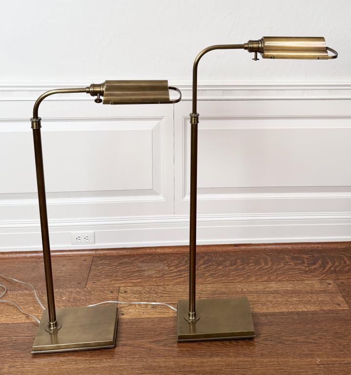 Pair Contemporary Brass Adjustable Floor Lamps (1 of 6)