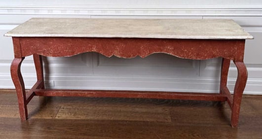 French Provincial Hunt Table, Faux Marble Top