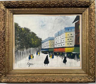 O/C Paris Street Scene, Illegibly Signed