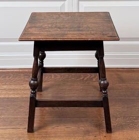 Vintage English Oak Square Cricket Table