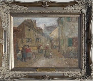 J. Graumann, O/C Village Scene & Villagers