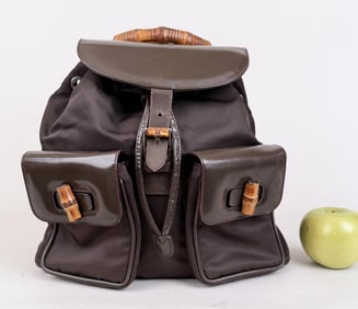 Vintage Gucci Leather & Bamboo Backpack