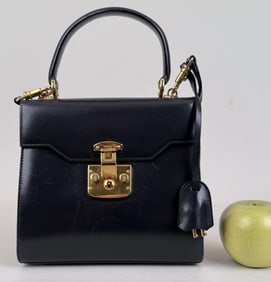 Vintage Gucci Navy Blue Leather Handbag