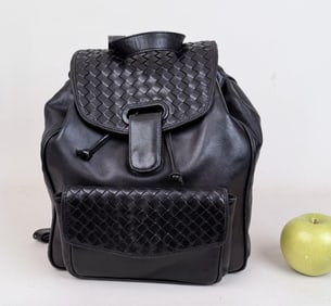 Bottega Veneta Black Leather Backpack