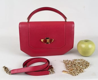 Vintage Hermes Red Leather Handbag
