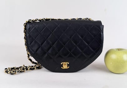 Chanel Lambskin Quilted Small Half Moon Flap Bag